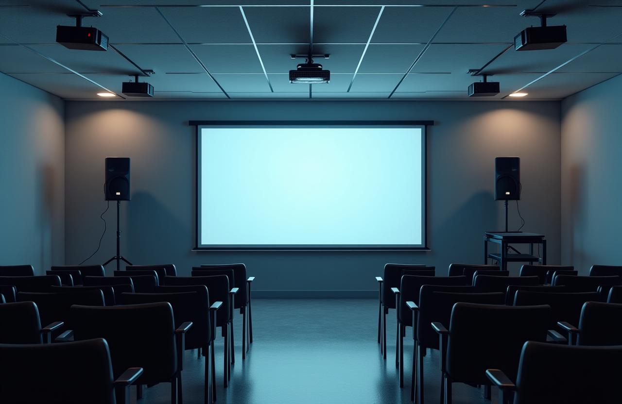 Seminario empresarial con equipos audiovisuales